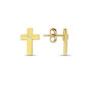 9K Yellow Gold Cross Stud Earrings