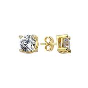 9K Yellow Gold Stud Earrings with CZ Stone image