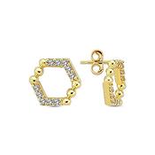 9K Yellow Gold Stud Earrings with CZ Detail image
