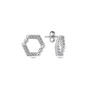 ​9K White Gold Stud Earrings with CZ Detail. image