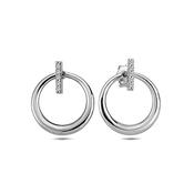 ​9K White Gold Stud Earrings with CZ Strip. image