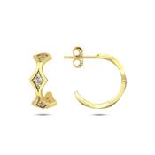 9K Yellow Gold 3 Section Stud Earrings image