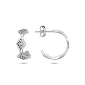 9K White Gold 3 Section Stud Earrings image