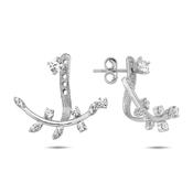 9K White Gold Jacket Earrings with CZ stones​ image