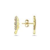 9K Yellow Gold Feather Design Stud Earrings image
