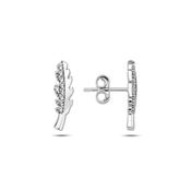9K White Gold Feather Design Stud Earrings image