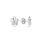 ​9K White Gold Flower Design Stud Earrings​. image