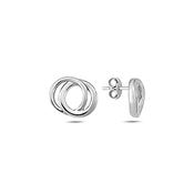 ​9K White Gold Rings Entwined Stud Earrings. image