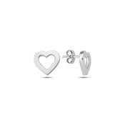 ​9K White Gold Love Heart Stud Earrings. image