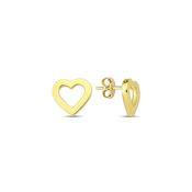 ​9K Yellow Gold Love Heart Stud Earrings. image