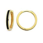 9K Yellow Gold Hoop Earrings - Black image