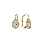 9K Yellow Gold Tear Drop Earrings with CZ stone. image