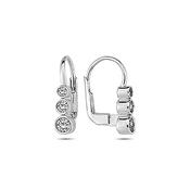 9K White Gold Earrings with Three CZ stones image