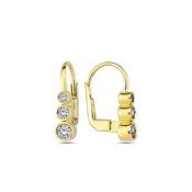 9K Yellow Gold Earrings with Three CZ stones image