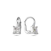 9K White Gold Hoop Earrings with CZ Stone image