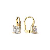 9K Yellow Gold Hoop Earrings with CZ Stone image