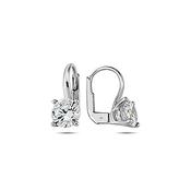 9K White Gold Hoop Earrings - with CZ Stone. Small. image