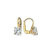 9K Yellow Gold Hoop Earrings - with CZ Stone. Small image
