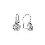 9K White Gold Hoop Earrings - with CZ Stones. image
