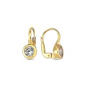 9K Yellow Gold Hoop Earrings - with CZ Stone. image