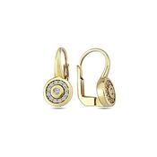 9K Yellow Gold Hoop Earrings - with CZ Stones. image