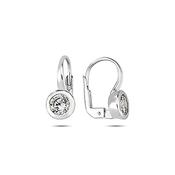 9K White Gold Hoop Earrings - with CZ Stone. image