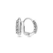 9K White Gold Hoop Earrings with Four CZ Stones​. image