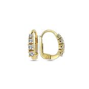 ​9K Yellow Gold Hoop Earrings with Four CZ Stones image