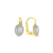 9K Yellow Gold Hoop Earrings with Clear CZ Stone image