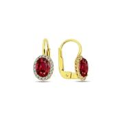 ​9K Yellow Gold Hoop Earrings with Red CZ Stone​. image