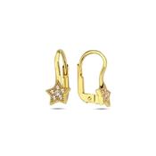 9K Yellow Gold Star Hoop Earrings with CZ stones image