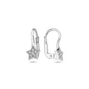 ​9K White Gold Star Hoop Earrings with CZ stones. image