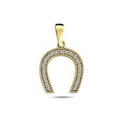 9K Yellow Gold Horse Shoe Pendant with CZ Stones image