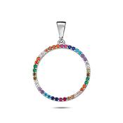 ​9K White Gold Pendant with Colourful CZ Stones​ image