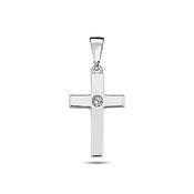 ​9K White Gold Cross Pendant with CZ Stone image