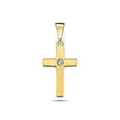 9K Yellow Gold Cross Pendant with CZ Stone image