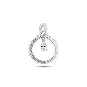9K White Gold Pendant with CZ Drop Stone On Chain image