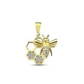 9K Yellow Gold Bee Pendant with CZ Stones image