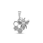 ​9K White Gold Bee Pendant with CZ Stones​. image