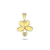 9K Yellow Gold Flower Pendant with CZ Stone image