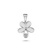 9K White Gold Flower Pendant with CZ Stone image