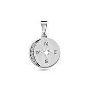 ​9K White Gold Compass Pendant with CZ Stones image