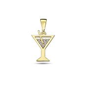 9K Yellow Gold Drink Pendant with CZ Stones image