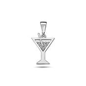 ​9K White Gold Drink Pendant with CZ Stones​. image