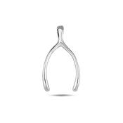9K White Gold Wish Bone Pendant​. On Chain image