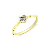 9K Yellow Gold Ring with CZ Love Heart image