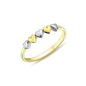 ​9K Yellow &amp; White Gold Ring with Love Hearts. image