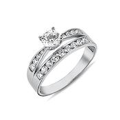 ​9K White Gold Ring with CZ Stones​ image