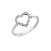 9K White Gold Ring with Love Heart​. image