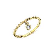 9K Yellow Gold Ring with CZ Drop Stone image